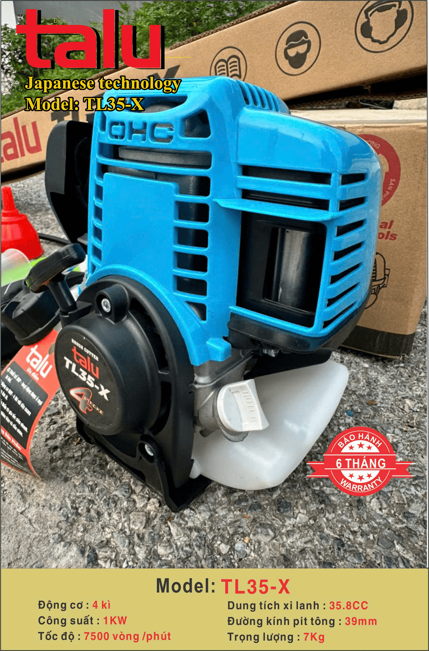 Máy cắt cỏ TL35X 4 thì xăng riêng nhớt riêng - Góc nhìn 4