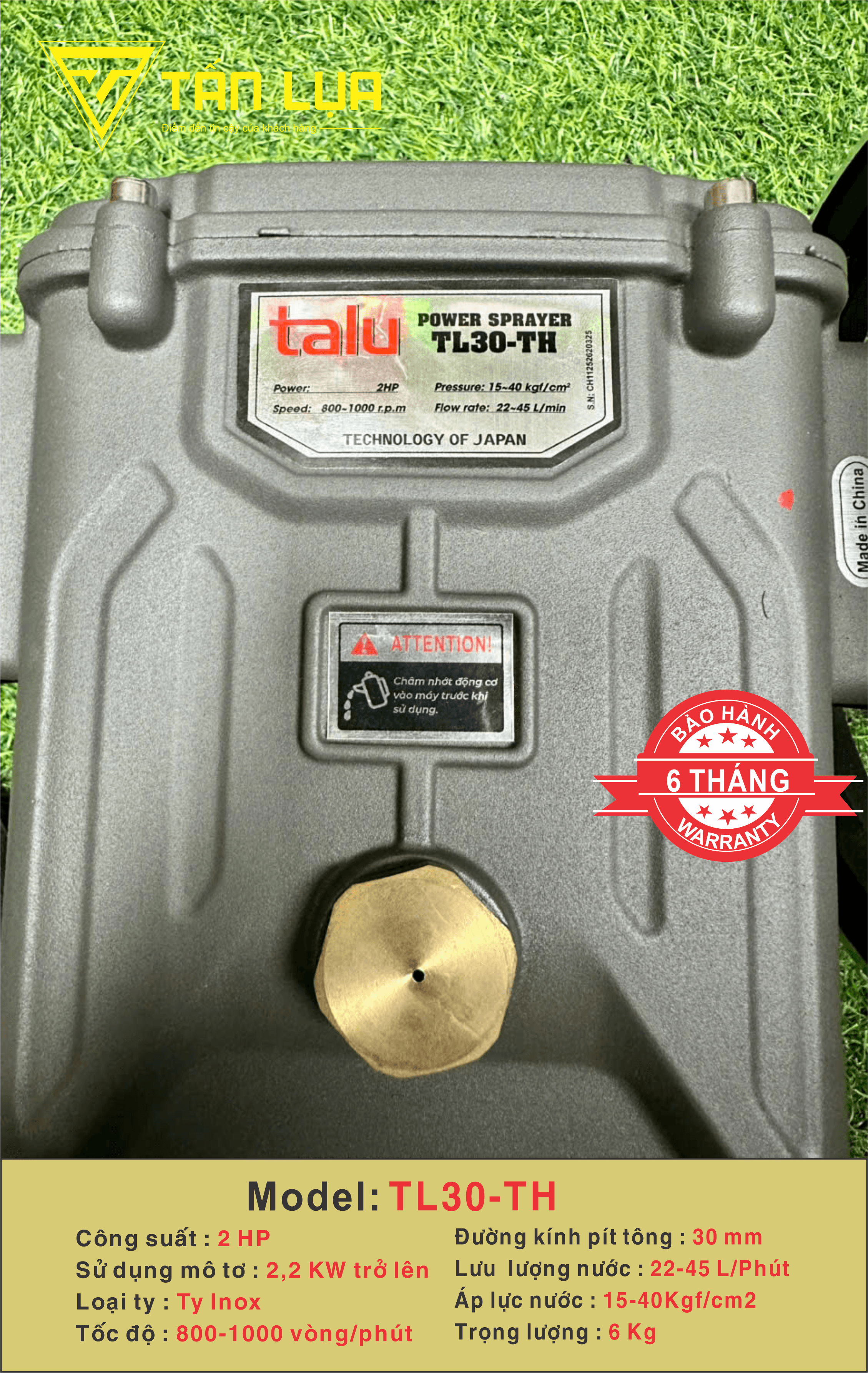 Đầu xịt cao áp TALU TL30-TH 2HP xilanh 30mm ty inox - Góc nhìn 5