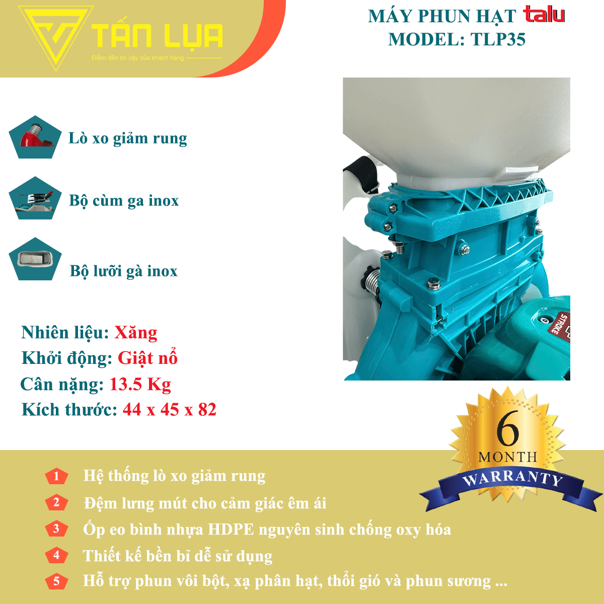 Máy phun xạ hạt Talu TLP35 chính hãng dung tích 26L 4 thì - Góc nhìn 7