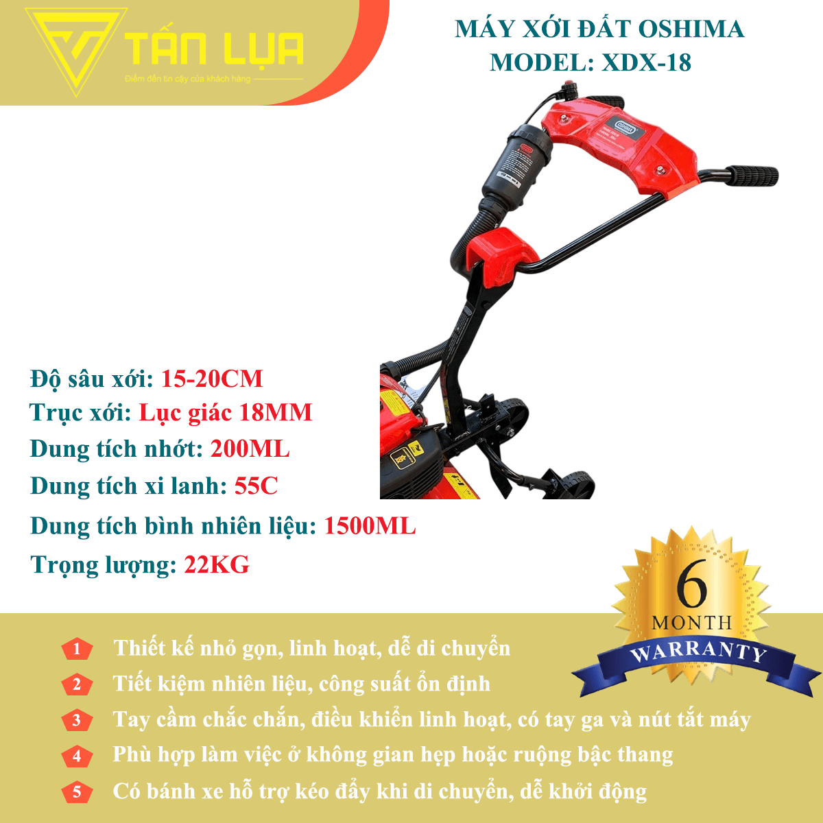 MÁY XỚI ĐẤT OSHIMA XDX-18 – GIẢI PHÁP LÀM ĐẤT NHỎ GỌN, HIỆU QUẢ CAO - Góc nhìn 4