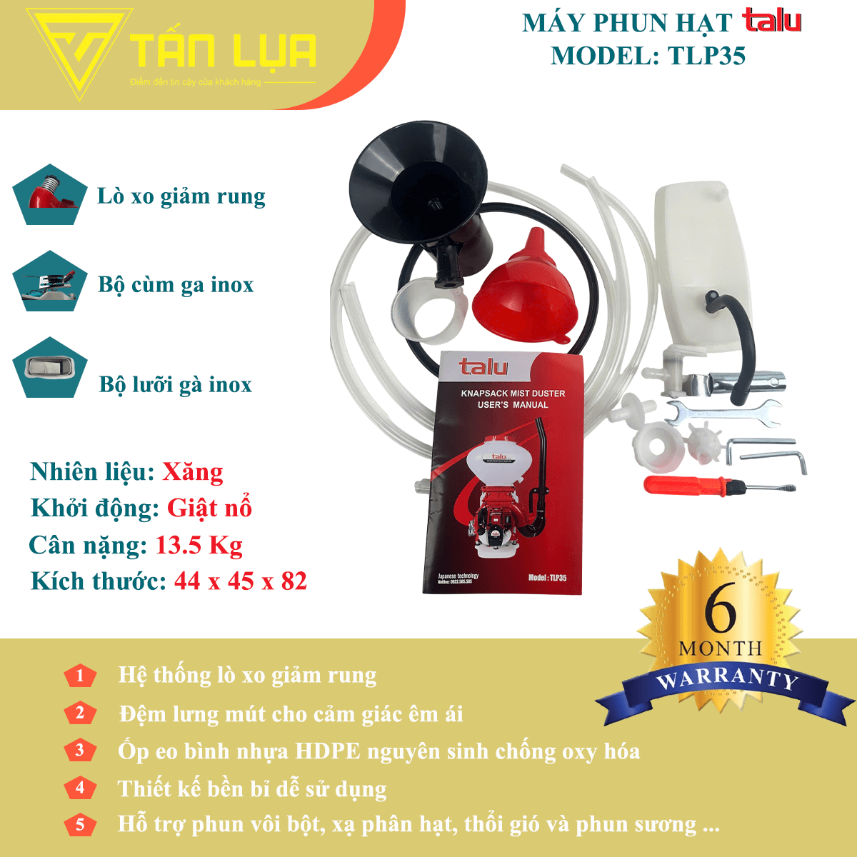 Máy phun xạ hạt Talu TLP35 chính hãng dung tích 26L 4 thì - Góc nhìn 5