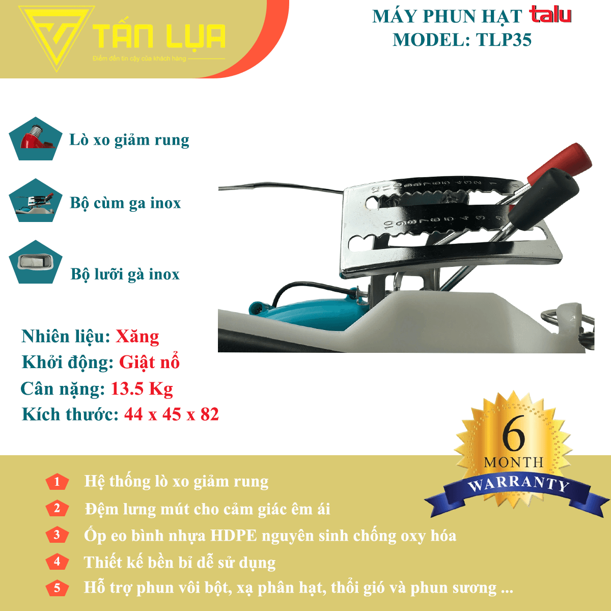 Máy phun xạ hạt Talu TLP35 chính hãng dung tích 26L 4 thì - Góc nhìn 8